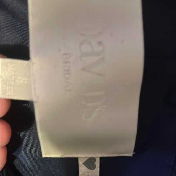 David’s Bridal One-Shoulder Navy Chiffon Dress NWT | Size 8 Formal Gown - Picture 4 of 7